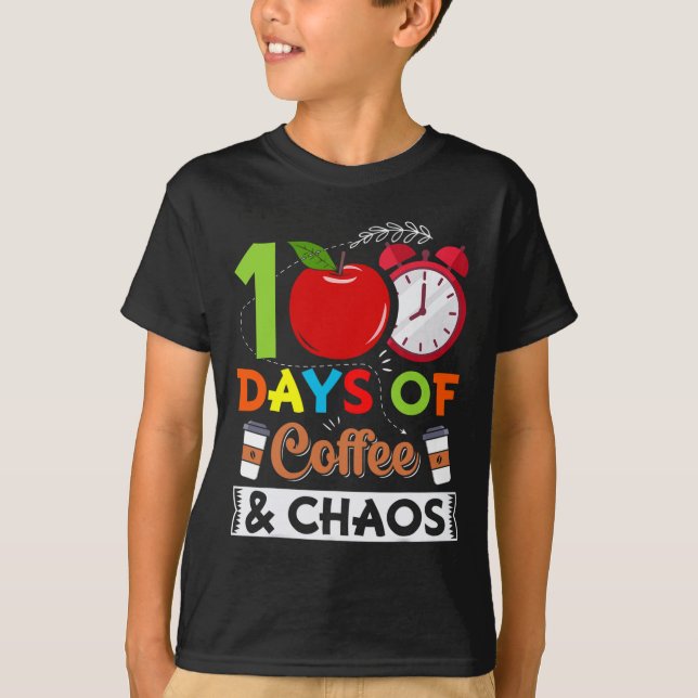 T-shirt Enseignant De Costume De Journée 100 Jours De Café (Devant)