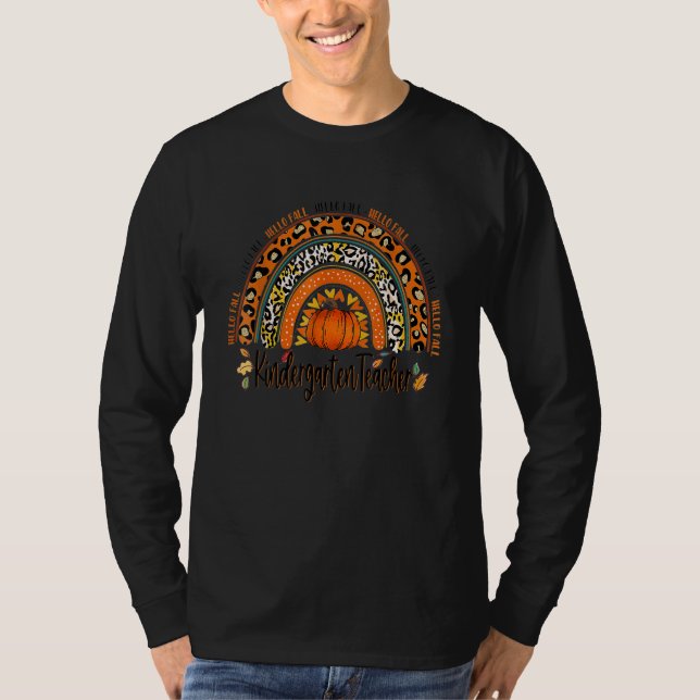 T-shirt Enseignant de jardin d'enfants Hello Fall Rainbow  (Devant)