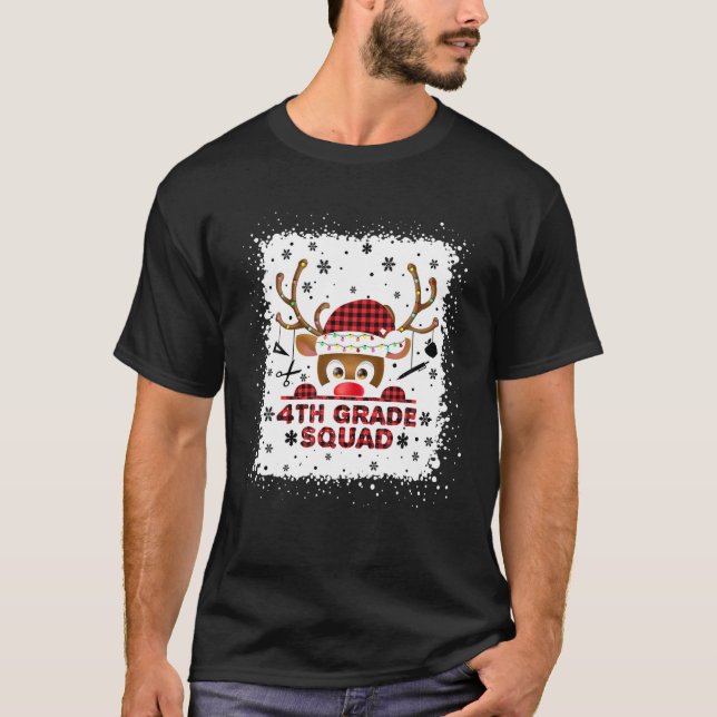 T-shirt Enseignant de la 4E Classe Reindeer Red Buf (Devant)