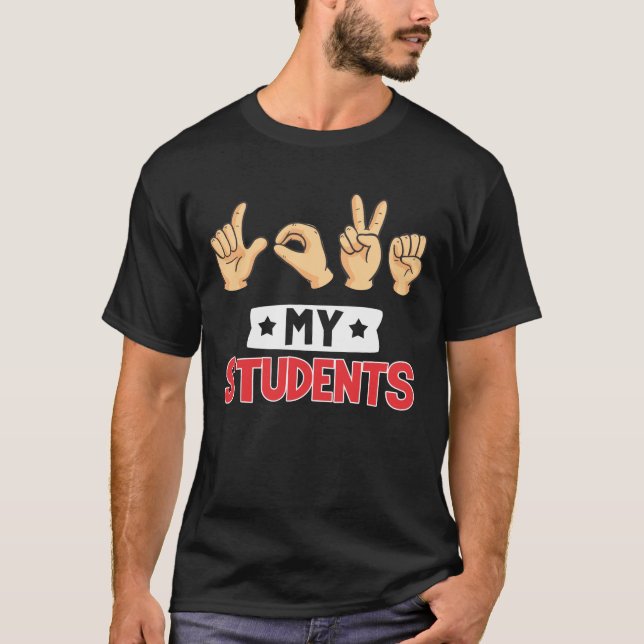 T-shirt Enseignant de la langue des signes coutume J'aime  (Devant)