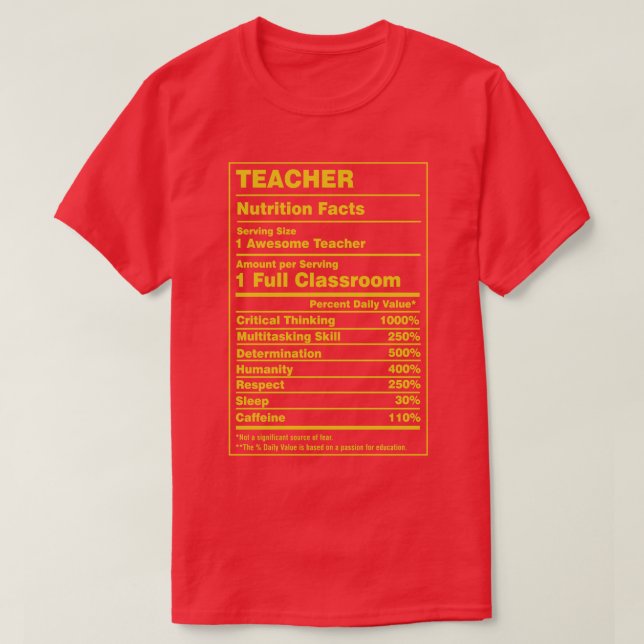 T-shirt Enseignant de la nutrition (Design devant)