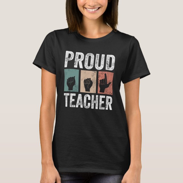 T-shirt Enseignant De Langue Des Signes À La Main Et Geste (Devant)