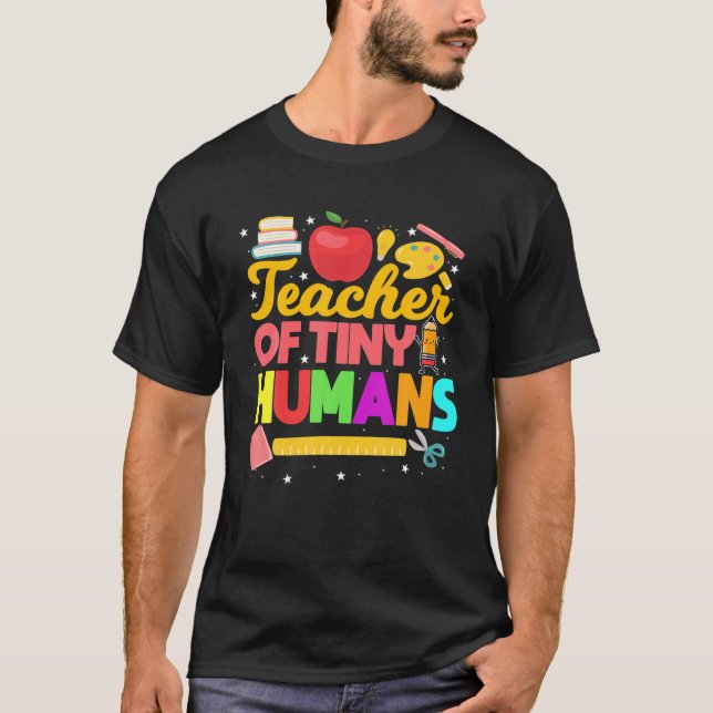 T-shirt Enseignant De L'École Primaire Minuscule Humains E (Devant)