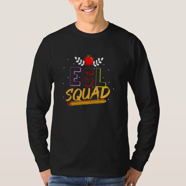 T-shirt Enseignant De L'Équipe Esl Esol De Langue Seconde (Devant)