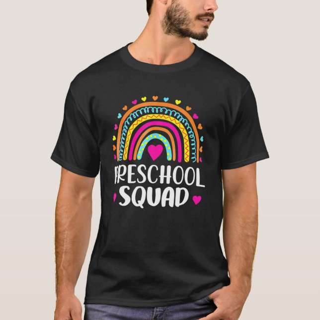 T-shirt Enseignant de l'équipe préscolaire Funny Rainbow L (Devant)