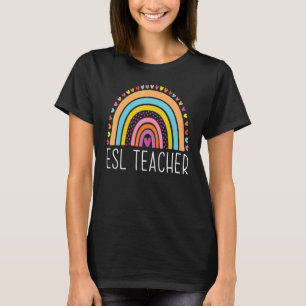 T-shirt Enseignant de l'ESL Boho Arc-en-ciel Retour à l'éc