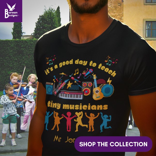 T-shirt ENSEIGNANT DE MUSIQUE Bonne journée pour enseigner (Colorful MUSIC TEACHER shirt – It's a Good Day to Teach Tiny Musicians – Teacher Appreciation Gift.)