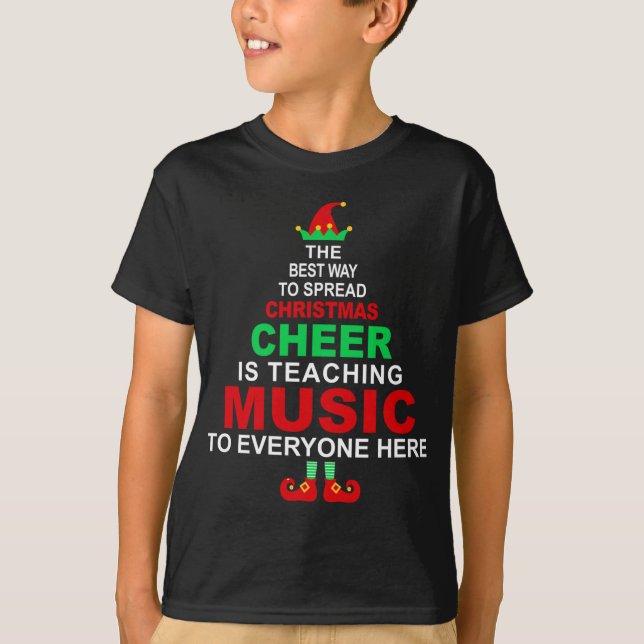 T-shirt Enseignant de musique Christmas Elf Cheval (Devant)
