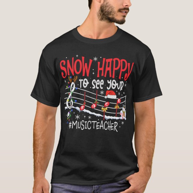 T-shirt Enseignant De Musique De Noël Neige Heureux De Voi (Devant)