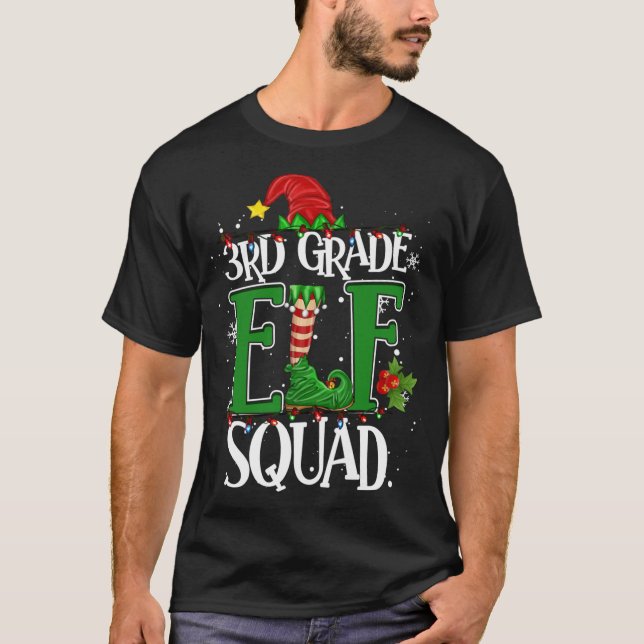 T-shirt Enseignant de Noël 3e classe Elfe Squad Jumeaux de (Devant)