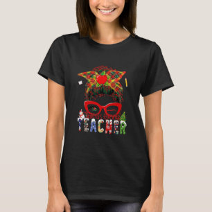 T-shirt Enseignant de Noël Père Noël Favoris lignes de ban