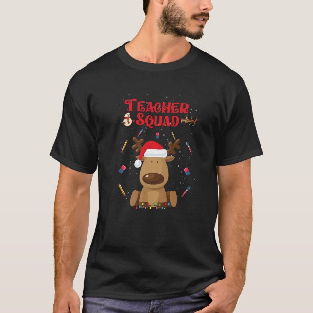 T-shirt Enseignant de Noël Squad Reindeer Funny Enseignant (Devant)