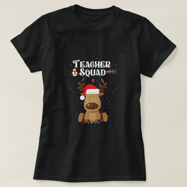 T-shirt Enseignant de Noël Squad Reindeer Funny Enseignant (Design devant)