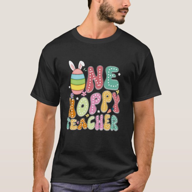 T-shirt Enseignant de Pâques Un Lapin de Professeur Joyeux (Devant)
