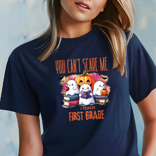 T-shirt Enseignant de première année Funny Halloween bleu