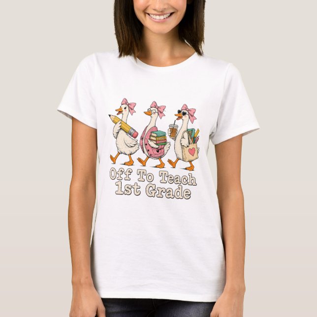 T-shirt Enseignant de première année part enseigner la 1re (Devant)