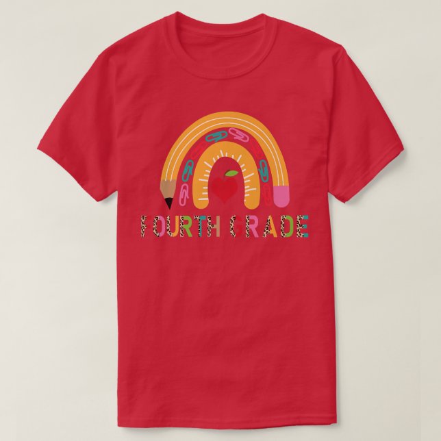 T-shirt Enseignant de quatrième année Pancil Rainbow Retou (Design devant)