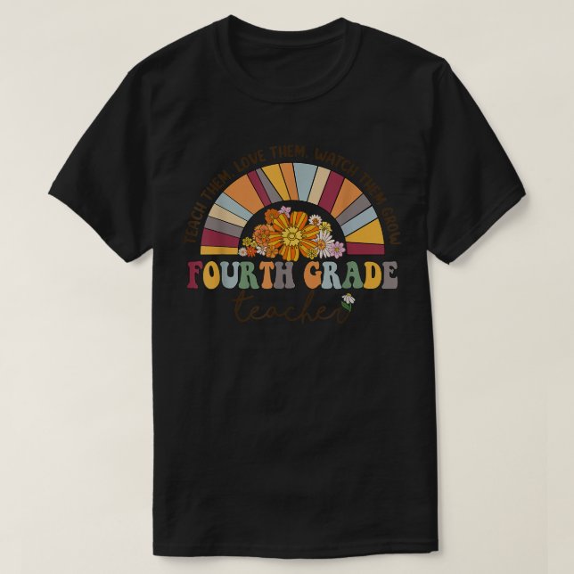 T-shirt Enseignant de quatrième année Rainbow Super 4e ann (Design devant)