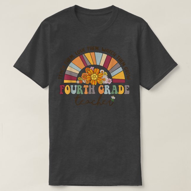 T-shirt Enseignant de quatrième année Rainbow Super 4e ann (Design devant)