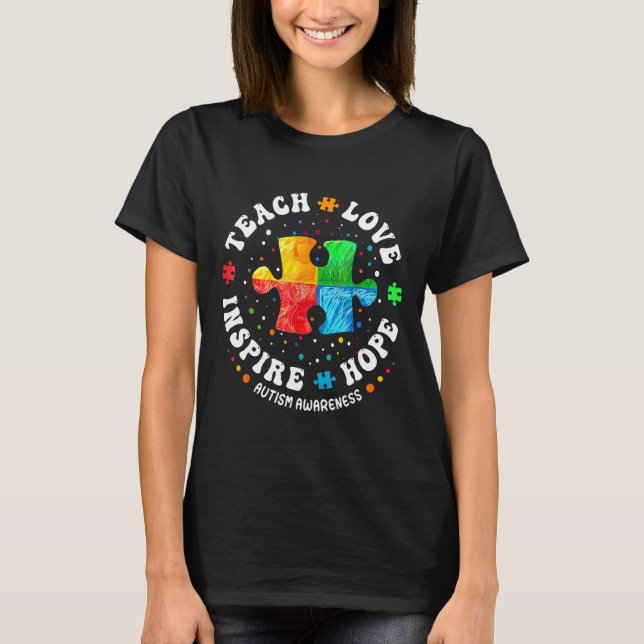 T-shirt Enseignant de sensibilisation sur l'autisme de vit (Devant)