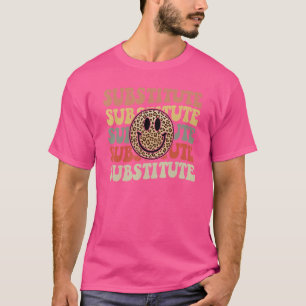 T-shirt Enseignant de substitution Happy Face Leopard Moti