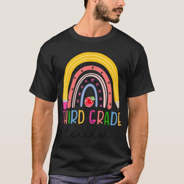 T-shirt Enseignant de troisième année Rainbow Enseignant r (Devant)