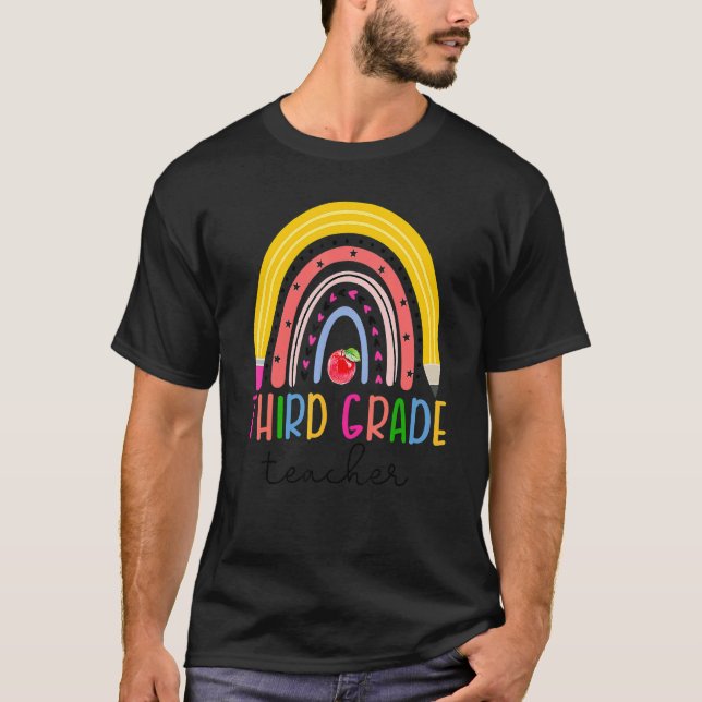 T-shirt Enseignant de troisième année Rainbow Enseignant r (Devant)