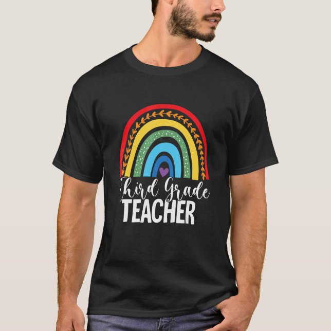T-shirt Enseignant de troisième année Rainbow Retour à l'é (Devant)