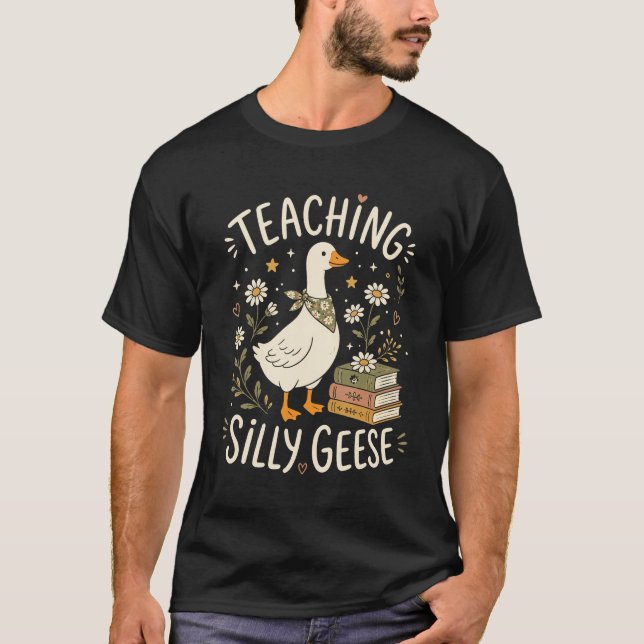 T-shirt Enseignant Drôle Enseignant Oies Idiotes (Devant)