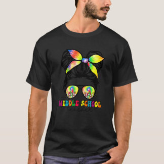T-shirt Enseignant du collège Messy Bun Super Premier jour