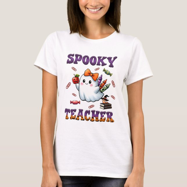 T-shirt Enseignant Éffrayant Halloween (Devant)