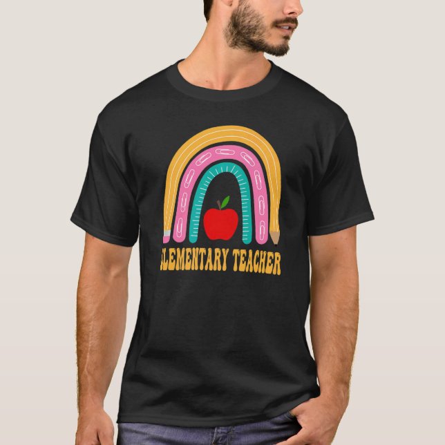 T-shirt Enseignant Élémentaire Arc-en-ciel Mignon Retour à (Devant)