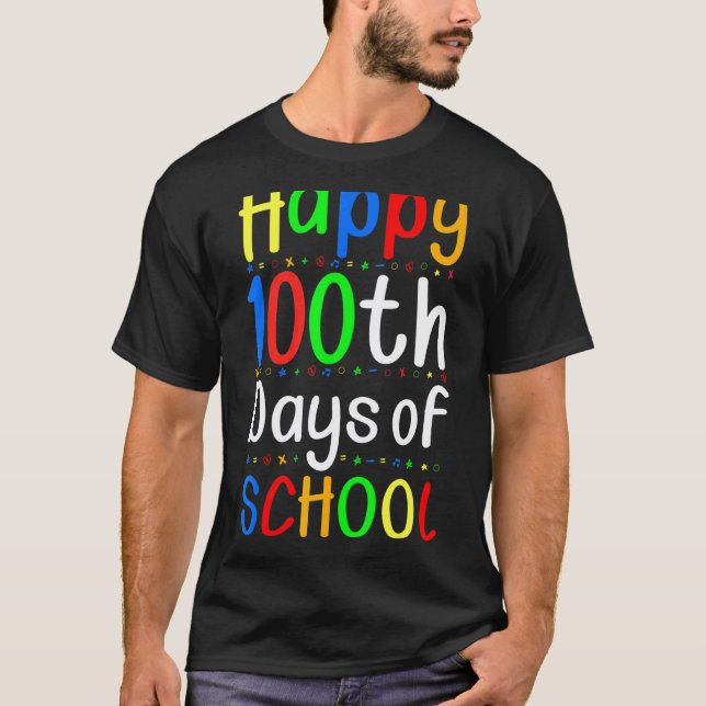 T-shirt Enseignant Élève 100e Jour D'école Heureux (Devant)