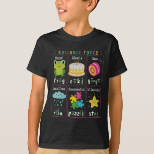 T-shirt Enseignant en lecture Types de syllabes Phonétique