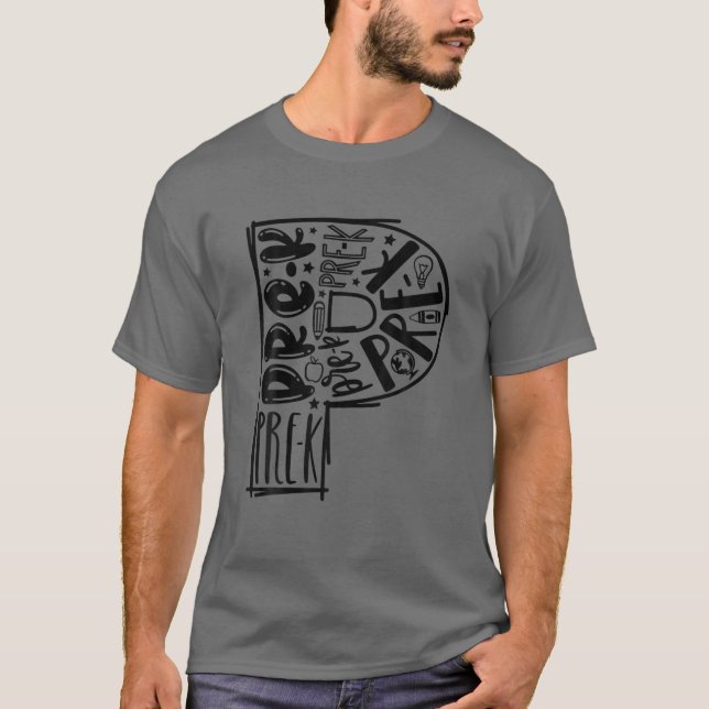 T-shirt Enseignant en typographie préscolaire (Devant)