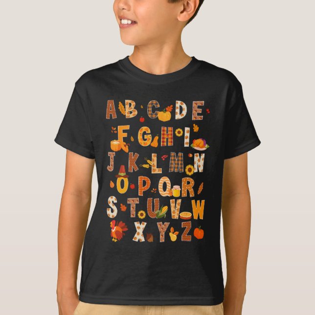 T-shirt Enseignant Enfants Alphabet Turquie Citrouille Aut (Devant)