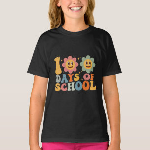 T-shirt Enseignant Enfants Rétro Groovy 100 Jours D'école 