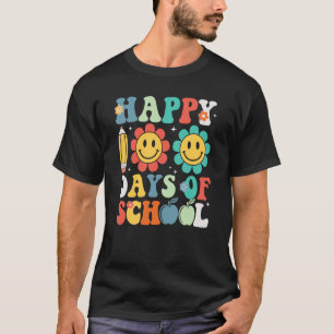 T-shirt Enseignant Enfants Rétro Groovy 100 Jours Heureux