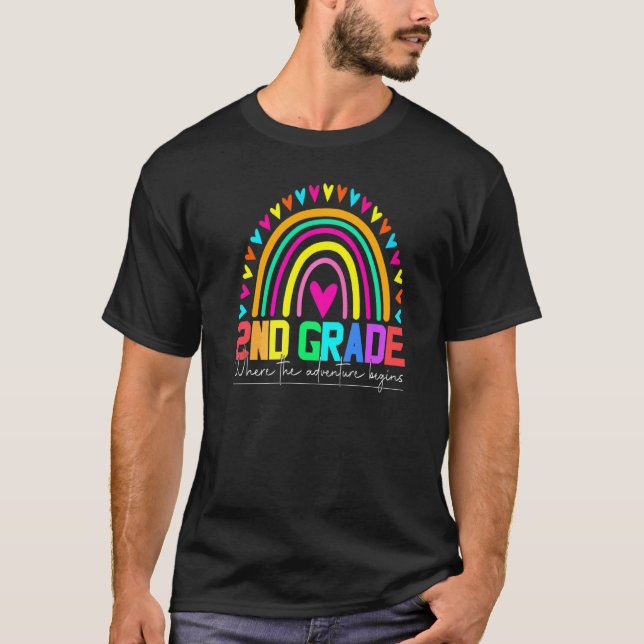 T-shirt enseignant équipe léopard arc-en-ciel de 2e année  (Devant)