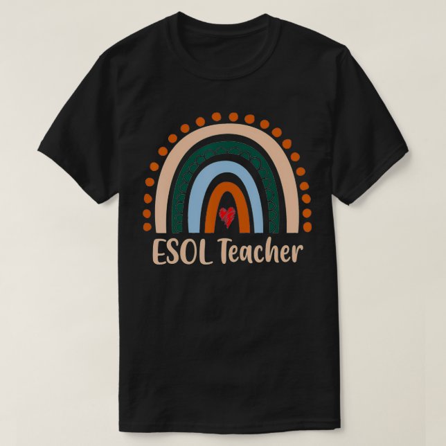 T-shirt Enseignant ESOL Boho Arc-en-ciel Retour À L'Appréc (Design devant)