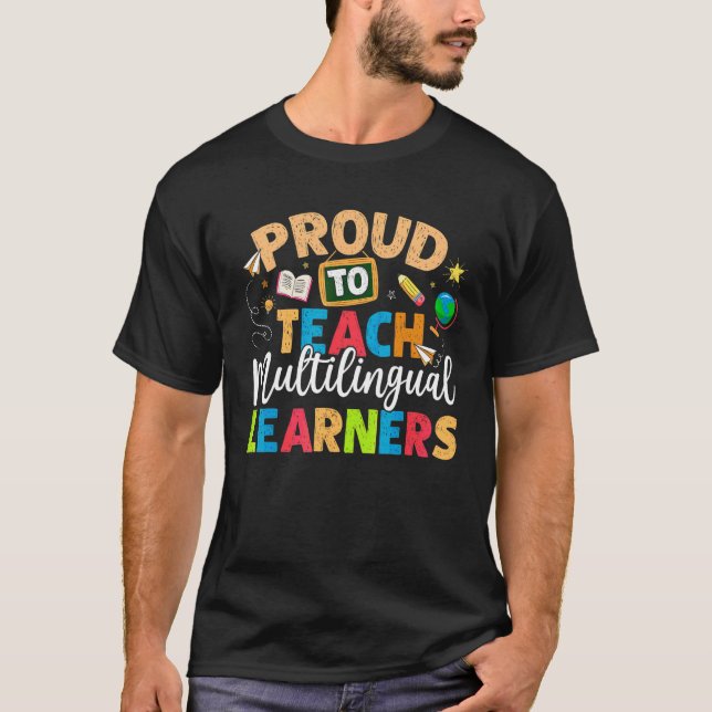 T-shirt Enseignant fier d'enseigner à l'apprenant multilin (Devant)