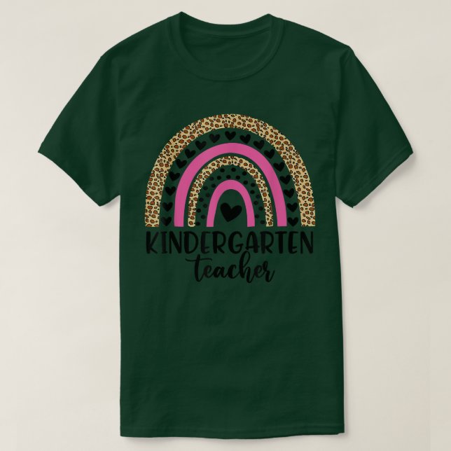 T-shirt Enseignant Funny Leopard Rainbow Retour à (Design devant)