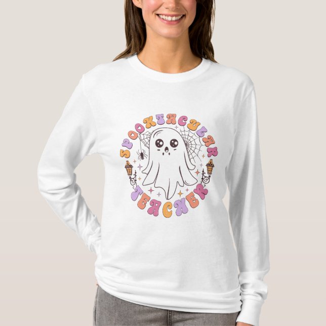 T-shirt Enseignant Halloween Long Sleeve (Devant)