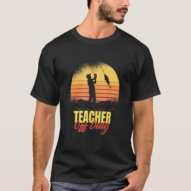 T-shirt Enseignant hors service Pêche Rétro Sunset École E (Devant)