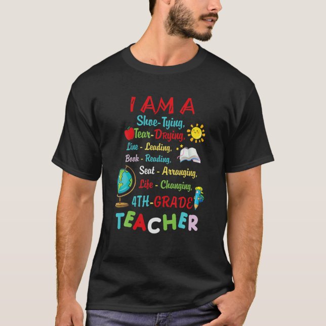 T-shirt Enseignant Je Suis Un Livre Lecture 4E Grade Ensei (Devant)