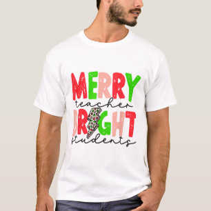 T-shirt Enseignant Joyeux Rétro Élèves Brillants Noël Amus