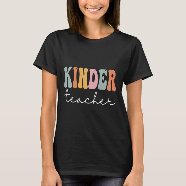 T-shirt Enseignant Kinder Retro Femmes Super Joyeux Premie (Devant)