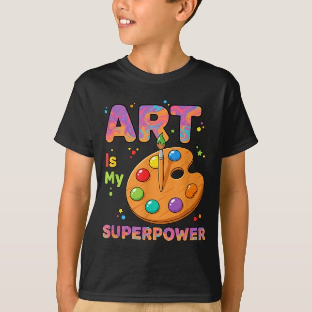 T-shirt Enseignant - L'art est mon superwer professeur d'a (Devant)