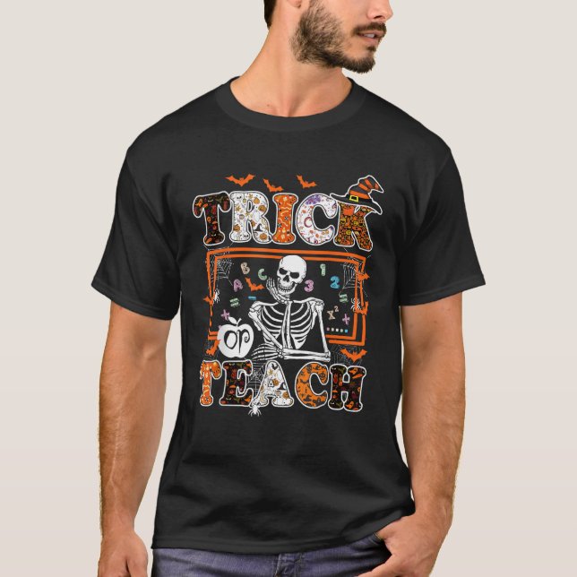T-shirt Enseignant Lazy Halloween Costume Trick Ou Enseign (Devant)