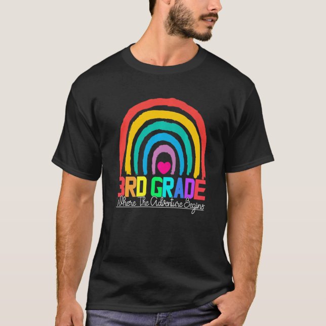 T-shirt Enseignant léopard arc-en-ciel de 3e année équipe  (Devant)
